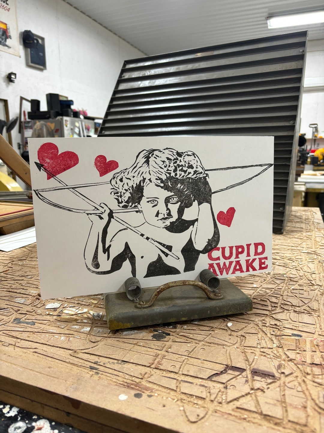 Cupid Awake Print / Vandercook Letterpress Poster / Valentines Day ...