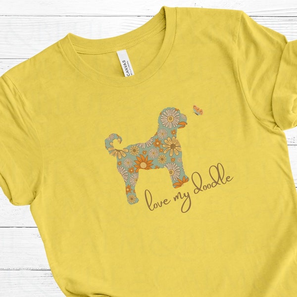 Doodle Shirt, Love my doodle cute floral t-shirt, dog breed t-shirt, golden doodle shirt, t-shirt for doodle lovers, gift for doodle mom