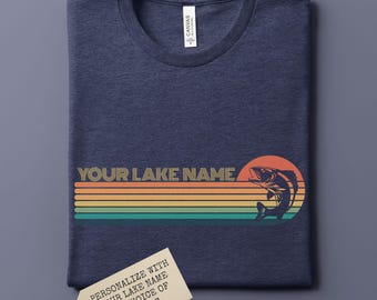 Custom Lake Life T-Shirt: Retro Sunset Graphic, Personalized Vacation Tee