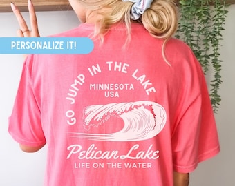 Custom Lake Name Comfort Colors T-Shirt: Retro 50s Design