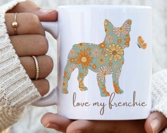 Custom Dog Breed Mug: Retro Flower Silhouette Gift