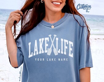 Lake life Shirt, Comfort Colors, Personalized Lake Name, Travel Lover, Adventurer, Vacation, Custom Cabin Gift, Camping, Boating, Reunion