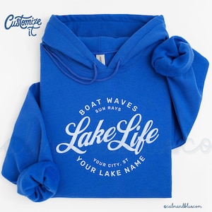 Lake Life Hoodie, Custom Vintage Stamp Lake Sweatshirt, Personalized, Gift for Travel Lover, Vacation, Gift for Her, Cabin Shirt, Lakelife