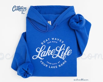 Custom Lake Life Hoodie: Vintage Stamp Personalized Sweatshirt
