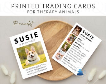 Therapy Animal Trading Cards, Minimalist Custom Made Therapy Dog, Personalized Printed Shipped to You, Leave-Behinds for Therapy Dog Visits
