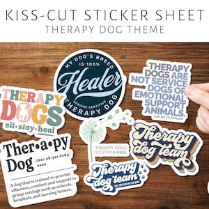 Therapie Hund Aufkleber | Kiss-Cut Vinyl Aufkleber | 7-teiliges Set | Geschenk für Therapiehund Team | Assistenzhund | Einrichtung Hund | Für Wasserflasche