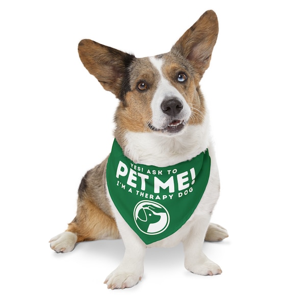 PET ME I'm a Therapy Dog Bandana, gift for handlers, pet accessories, volunteer school visit scarf, canine companion gear, adjustable