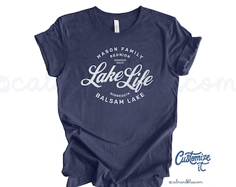 Lake Life T-Shirt | Vintage-Inspired Customizable | Personalized Tee for Family Reunion | Wedding Event | Cabin Camping | Lake Lover Gift