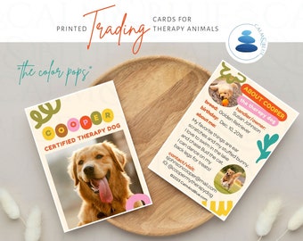 Therapy Animal Trading Cards, Color Pops Custom Made Therapy Dog, Personalized Printed Shipped to You, Leave-Behinds for Therapy Dog Visits