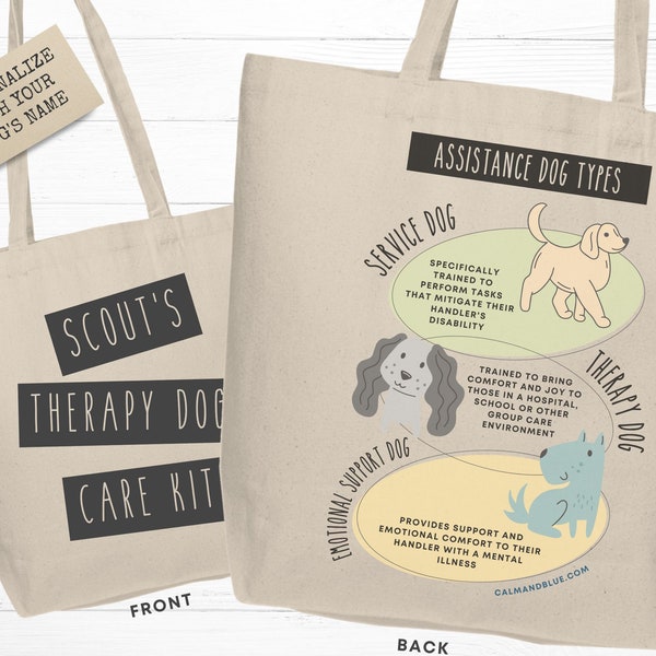 Therapy Animal Tote Bag, Personalized Tote Bag, Custom Tote Bag for Therapy Dog, Therapy Dog Tote, Assistance Animal Tote Bag, Bag for Dog