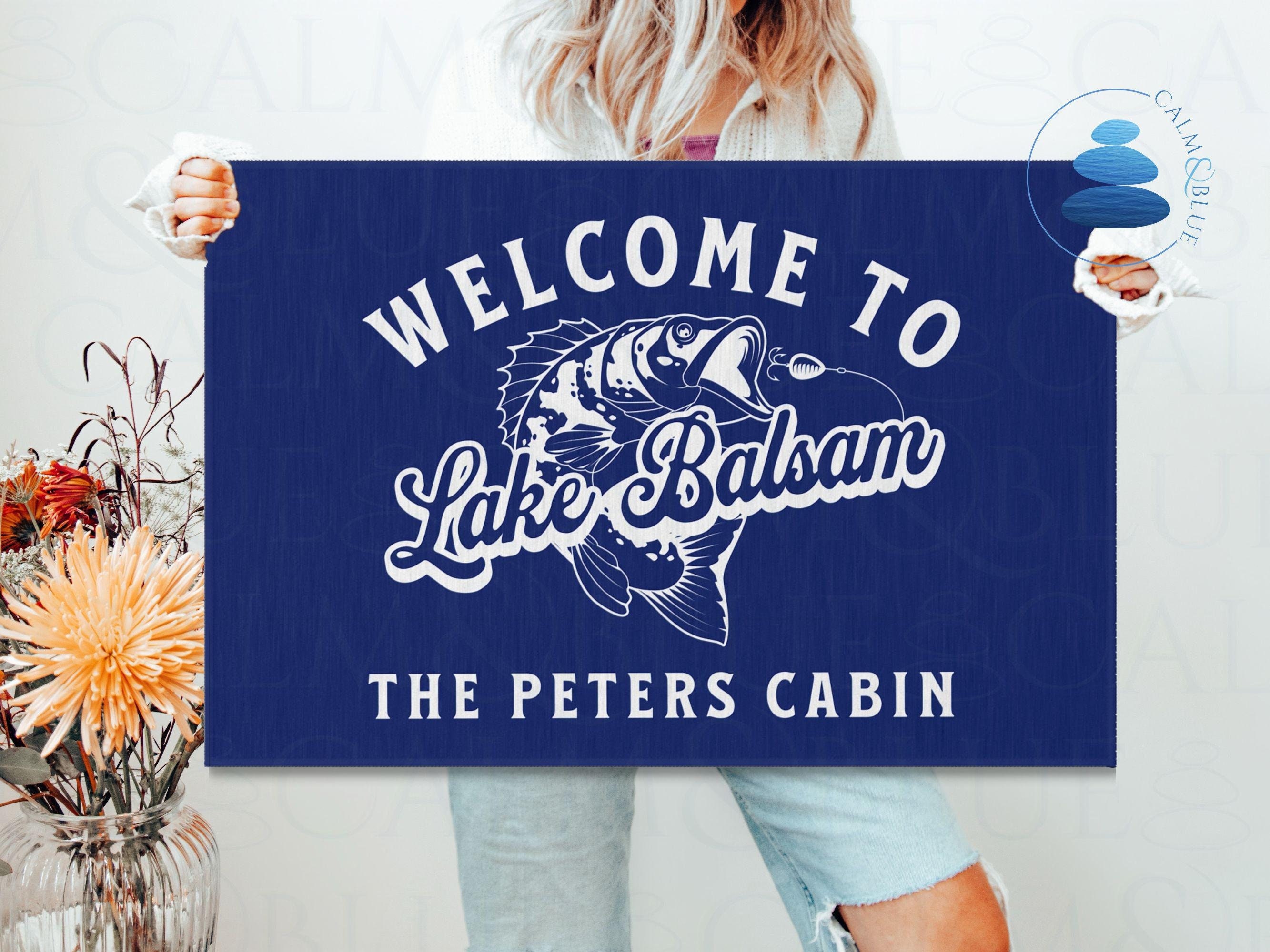 Zerbino Benvenuto The Lake House - Blu Navy 43x73 Cm - Tappetino Interno/Esterno Antiscivolo