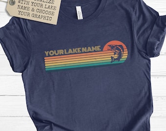 Lake Life Shirts Custom Retro Sunset Lake Tshirts Family Friends T-Shirt Camp T Tee Matching Men Women Personalized Vacation Party Lakelife