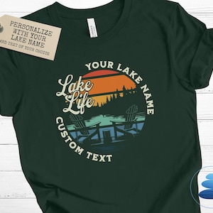 Lake Life Shirts Custom Adirondack Chair Sunset Lake Tshirts Family Friends T-Shirt Camp T Tee Matching Personalized Vacation Party Lakelife