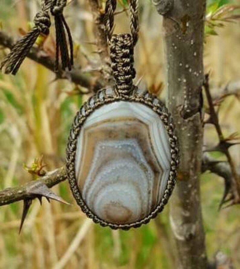 Dendritic Agate Necklace,handmade work with threads,agate gemstone jewelry,