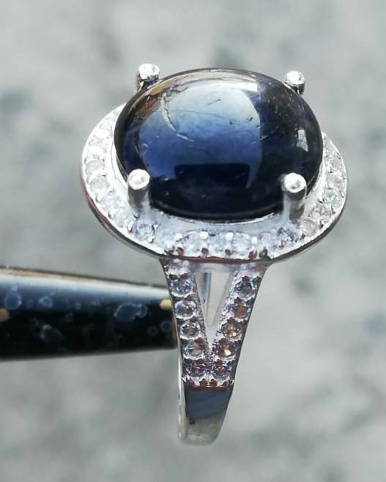 Sapphire gemstone ring,natural star sapphire ring,anniversary ring,September birthstone ring,sterling silver 925