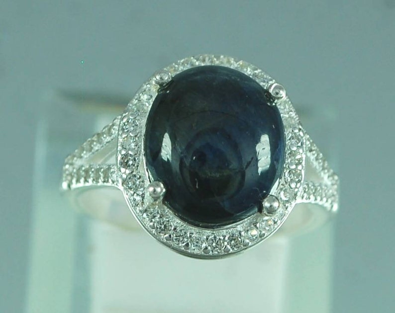 Sapphire gemstone ring,natural star sapphire ring,anniversary ring,September birthstone ring,sterling silver 925