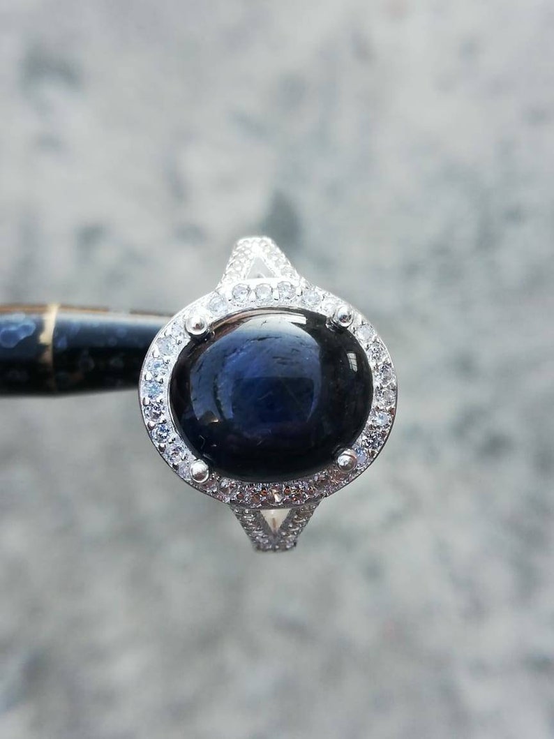 Sapphire gemstone ring,natural star sapphire ring,anniversary ring,September birthstone ring,sterling silver 925