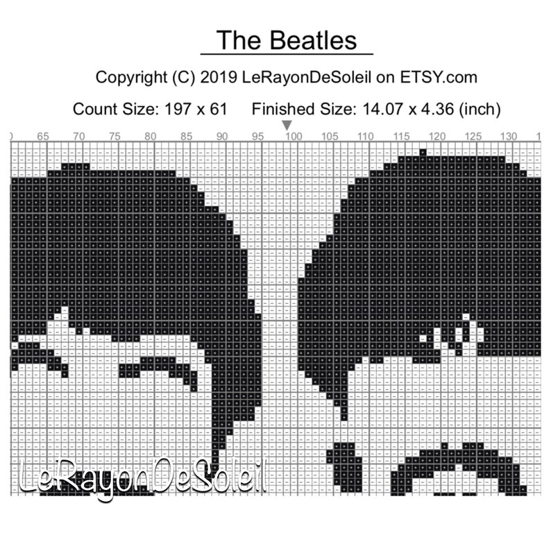 The Beatles portrait cross stitch pattern monochrome pattern | Etsy