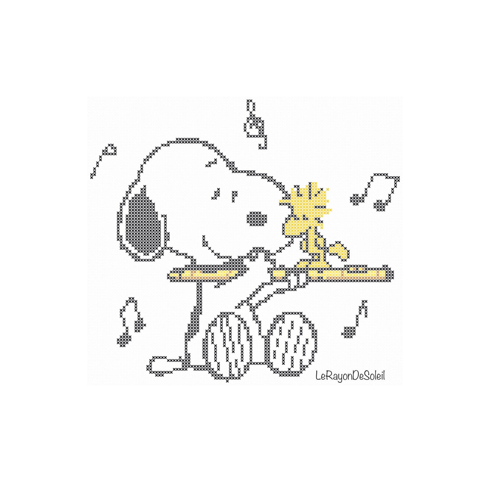 Snoopy Cross stitch pattern Snoopy instruments flute pattern | Etsy
