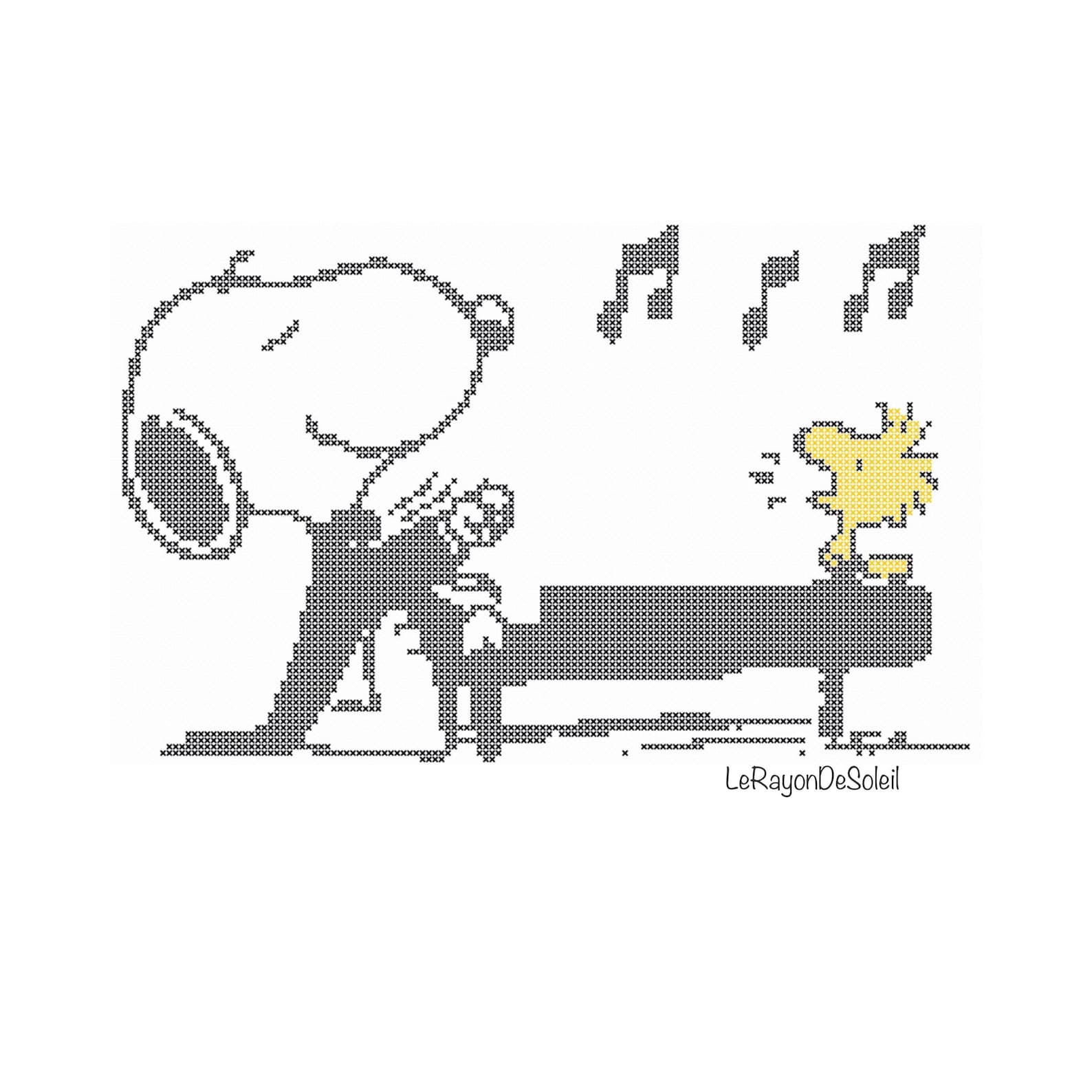 Snoopy Piano Cross Stitch Pattern Snoopy Instruments Piano Etsy