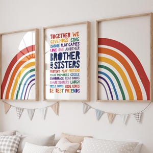 Set of 3 Playroom Prints, Rainbow Prints, Brother Sister Print, Sibling Print, Big Bro Lil Sis Big Sis Lil Bro, Shared Bedroom, Toddler Room