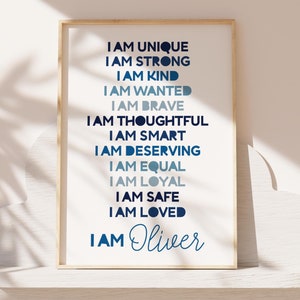 Positive Affirmation Print, Boys Bedroom Decor, Boys Nursery Prints, Motivational Boys Wall Art, Inspirational Prints, Playroom Wall Art