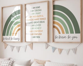 3 Boys Bedroom Prints, Affirmation, Boys Bedroom Decor, Boys Nursery Prints, Boys Wall Art, Playroom, Sage Green, Toddler Bedroom Decor