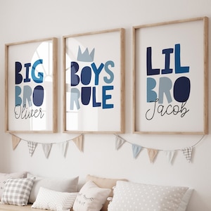 Set of 3 Set of 3 Playroom Prints, Brother Bedroom Prints, Sibling Prints, Boys Rule Prints, Boys Wall Art, Boys Bedroom Decor, Kids Bedroom