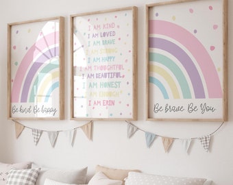 Set of 3 Girls Bedroom Prints, Positive Affirmation Prints, Girls Bedroom Posters, Motivational Prints, Inspirational Prints, Girls Wall Art
