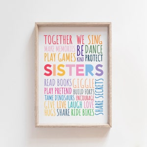Sister Prints, Girls Nursery Prints, Girls Bedroom Prints, Girls Wall Art, Sister Bedroom Decor, Sisters Make The Best Friends Sisters Decor