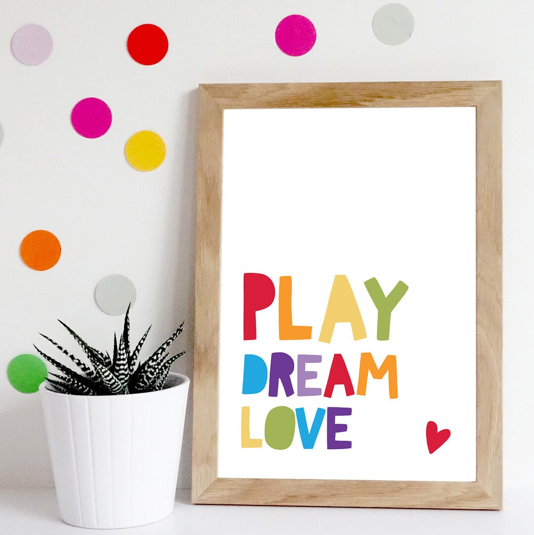 Play Dream Love Print Nursery Quotes Girls Nursery Prints - Etsy España
