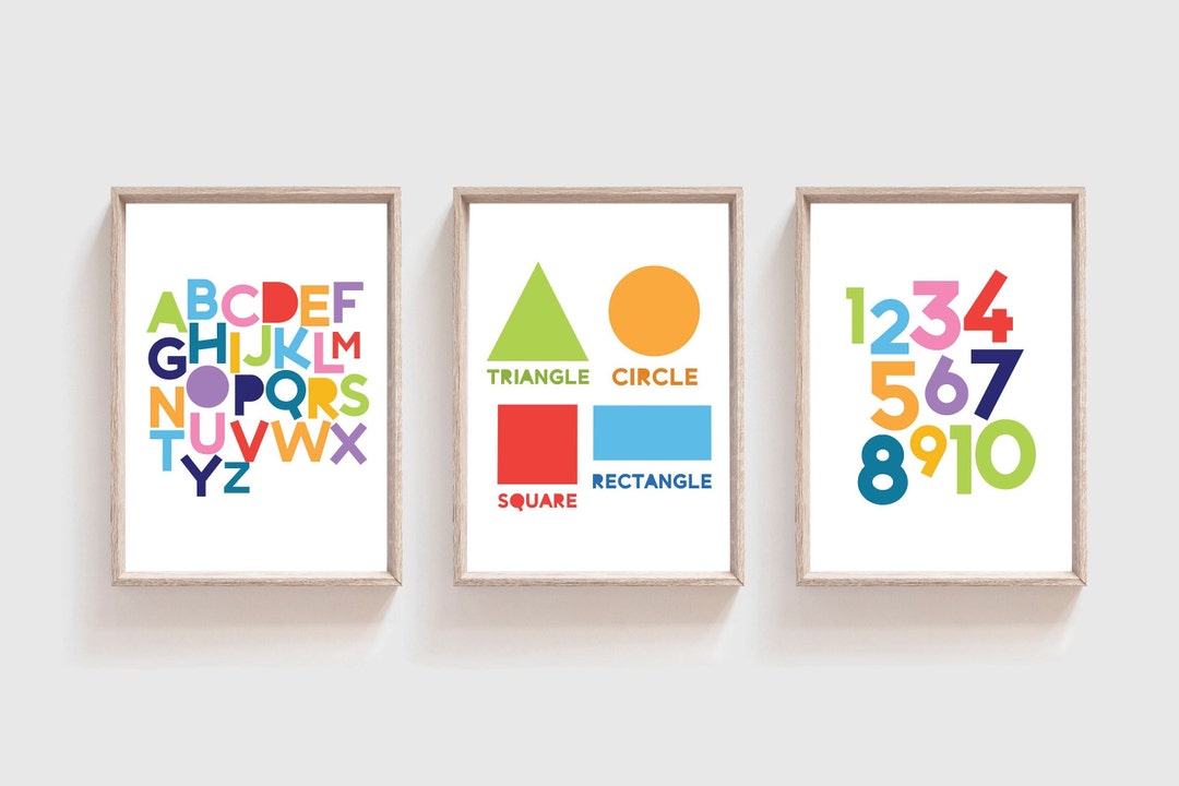 Set of 3 Playroom Prints, Nursery Prints, Colourful Playroom Prints ...
