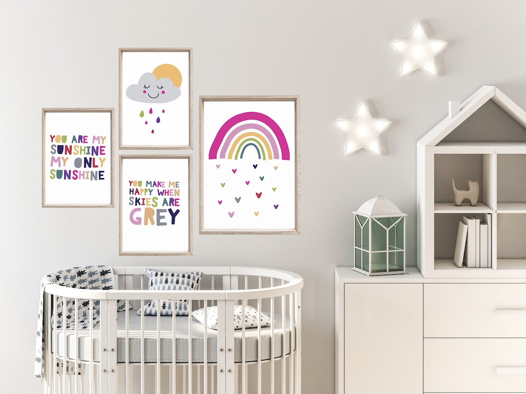4 Rainbow Nursery Prints, Girls Nursery Print, Rainbow Prints, Girls ...