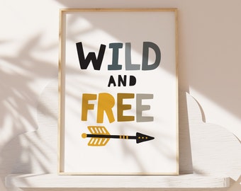 Wild and Free Print, Boys Nursery Print, Boys Bedroom Prints, Boys Bedroom Decor, Playroom Prints, Boys Nursery Decor, Explorer Prints