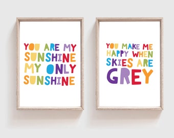 2 You Are My Sunshine My Only Sunshine, Girls Nursery Prints, Boys Nursery Prints, Nursery Wall Art, Girls Bedroom Decor, Boys Bedroom Decor