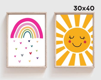 Set of 2 Playroom Prints, Girls Wall Art, Girls Nursery Prints, Girls Bedroom Decor, Girls Bedroom Wall Art, You Are My Sunshine, Playroom