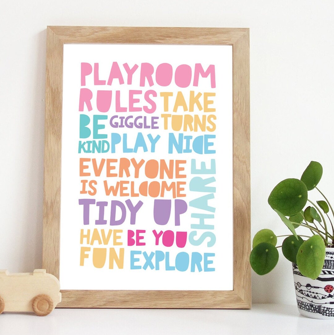 Girls Pastel Playroom Rules Print, Playroom Decor, Girls Nursery Prints ...