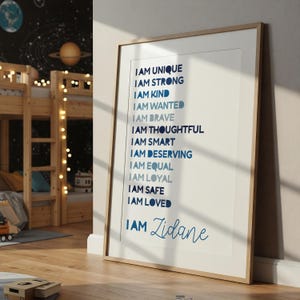Boys Personalised Bedroom Print, Boys bedroom decor, Affirmation Print, Motivational Wall Art, Playroom, Boys Nursery Print, Toddler Bedroom