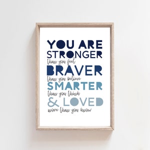 Positive Affirmation Print, Boys Nursery Print, Boys Bedroom Prints, Inspirational Quotes, You are loved, Living Room Print, Home Decor,