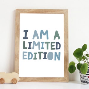 I Am A Limited Edition, Boys Nursery Prints, Boys Bedroom, Boys Wall Art. Blue & Green, Nursery Wall Art, Nursery Quotes, Playroom Prints