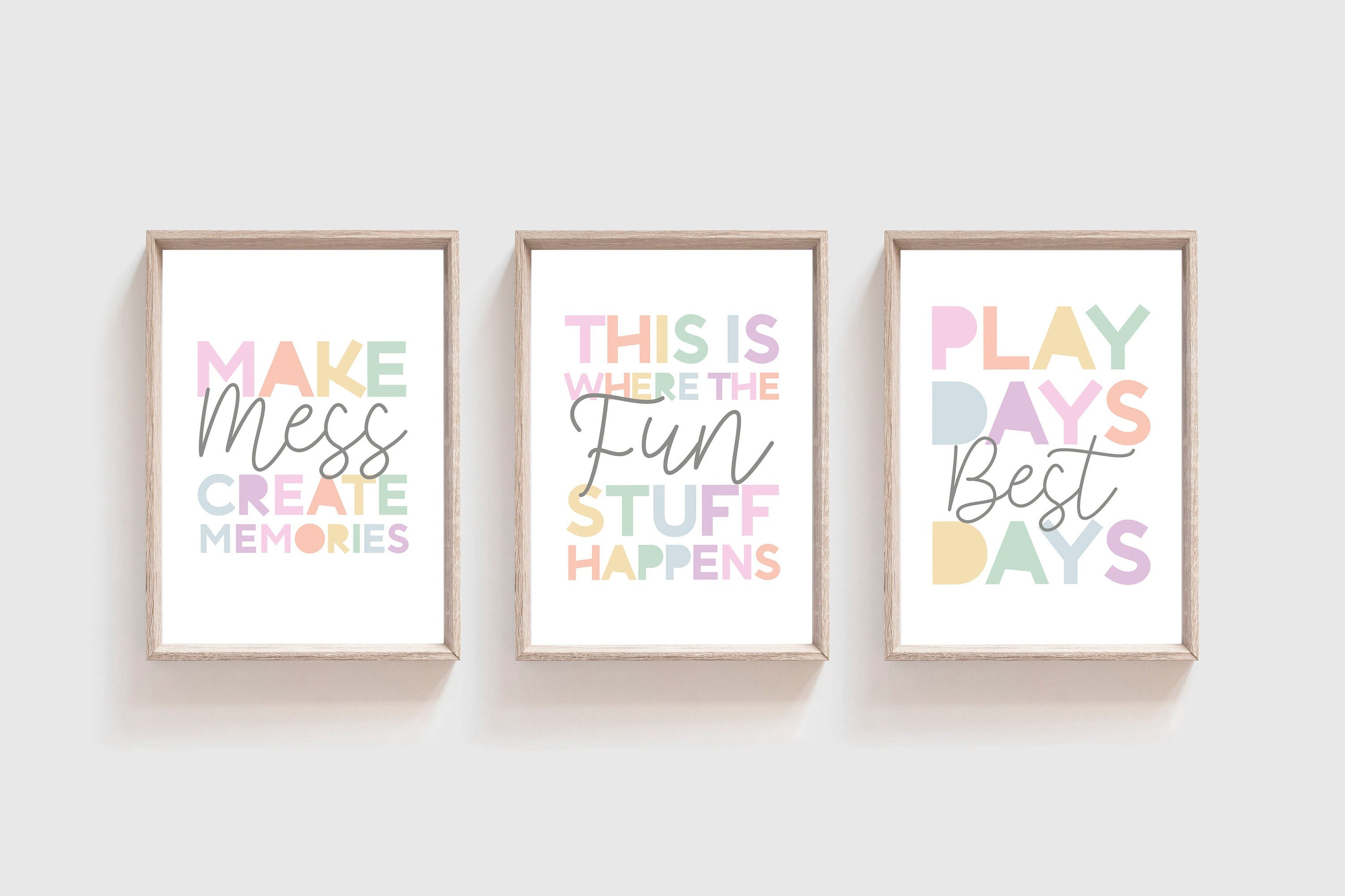 Set of 3 Playroom Prints, Girls Bedroom Decor, Girls Nursery Wall Art ...