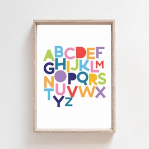 Rainbow Alphabet Print, Playroom Print, Colourful Prints, Girls Nursery Prints, Boys Nursery Prints, Educational Print, Children&#39;s Wall Art