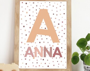 Personalised Initial Print, Girls Nursery Print, Girls Bedroom Print, Nursery Wall Art, Girls Wall Art, Name Prints, Girls Bedroom Wall Art