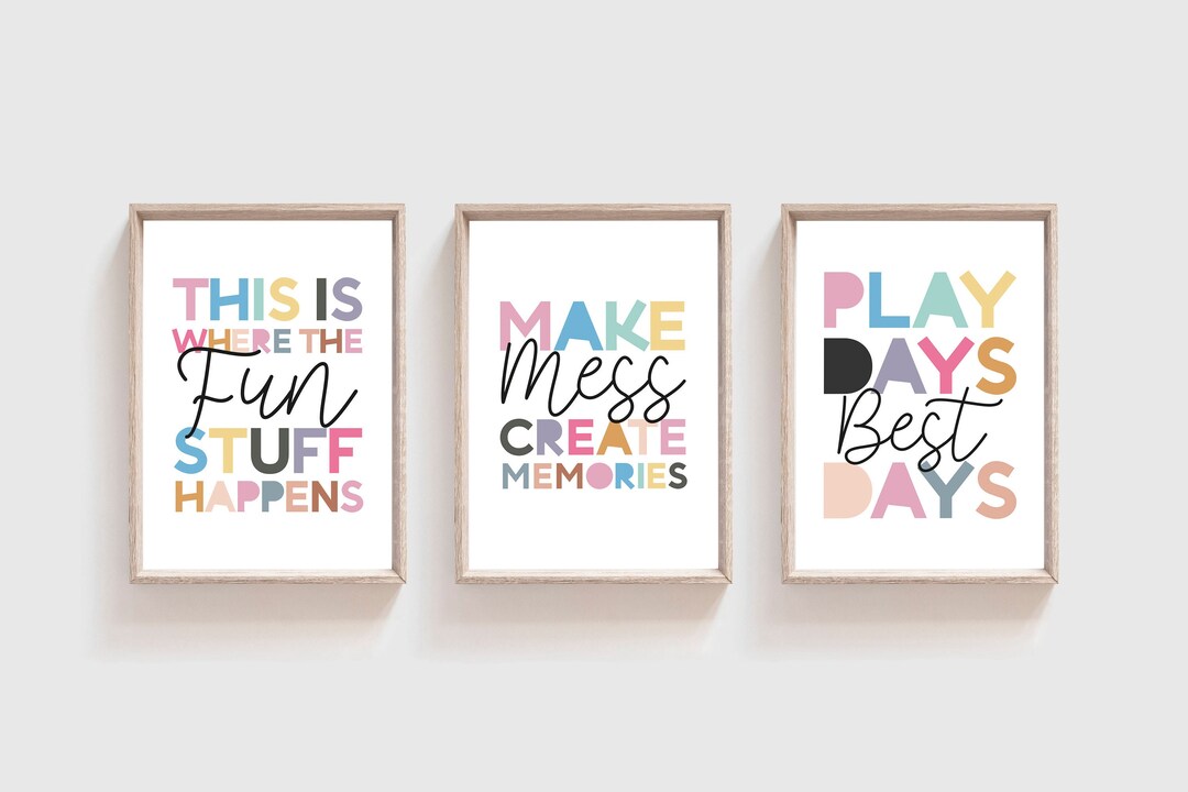 Set of 3 Playroom Prints, Girls Nursery Prints, Playroom Wall Art ...