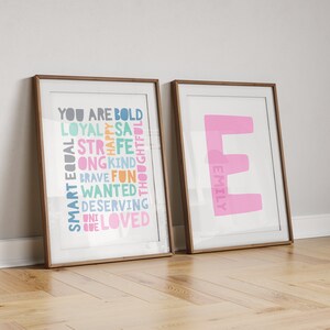 2 Personalised Affirmation Print, I Am Print, Girls Bedroom Decor, Initial Print, Girls Nursery Decor, Girls Bedroom Print Nursery Quote