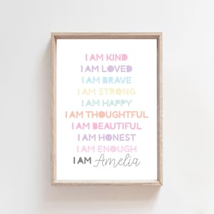 Girls Positive Affirmation Print, Girls Bedroom Prints, Girls Bedroom Decor, Motivational Prints, Inspirational Prints, Playroom Prints