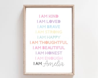 Girls Positive Affirmation Print, Girls Bedroom Prints, Girls Bedroom Decor, Motivational Prints, Inspirational Prints, Playroom Prints