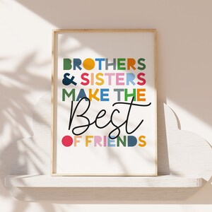 Rainbow Prints, Brother Sister Prints, Playroom Prints, Brother Sister Wall Art, Sibling Prints, Colourful, Girls Bedroom, Boys Bedroom