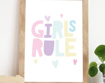 Girls Nursery Prints, Girls Bedroom Prints, Girls Rule Print, Nursery Quotes, Girls Wall Art, Playroom Prints, Girls Bedroom Decor, Sister