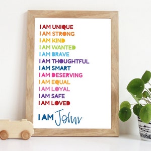 Boys Positive Affirmation Prints, I am print, positive affirmations, boys nursery prints, boys bedroom decor, motivational prints, Boys Room